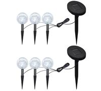 vidaXL 6x Solar Bowl LED Garden Lights with Spike Anchors & Solar Panel Lamp