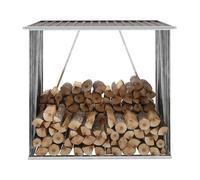 vidaXL Garden Log Storage Shed Galvanised Steel 163x83x154cm Brown Cabin House