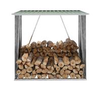vidaXL Garden Log Storage Shed Galvanised Steel 163x83x154 cm Green