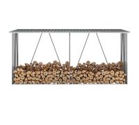 vidaXL Garden Log Storage Shed Galvanised Steel 330x84x152cm Grey Firewood