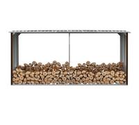 vidaXL Garden Log Storage Shed Galvanised Steel 330x92x153 cm Brown