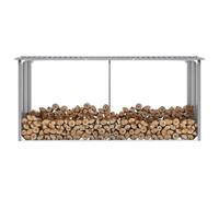 vidaXL Grey Garden Log Storage Shed | Durable Galvanised Steel | Weather- Design | Easy to Assemble | Dimensions: 330x92x153 cm