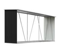 Log Store Anthracite Galvanised Steel 330x84x152 cm Outdoor Wood Shelter 3-tier