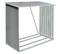 vidaXL Garden Log Storage Shed Galvanized Steel 64.2"x32.7"x60.6" Gray Timber