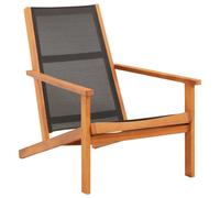 vidaXL Garden Lounge Chair Black Solid Eucalyptus Wood and Textilene UK NEW