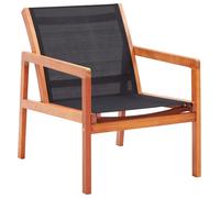 vidaXL Garden Lounge Chair Black Solid Eucalyptus Wood and Textilene, Black