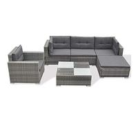 6pc vidaXL 42744 Rattan Garden Sofa Set | 5 Seater Outdoor Rattan Furniture Set
