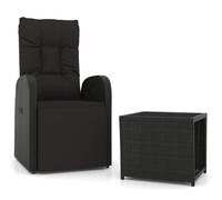 vidaXL Garden Lounge Set 2 Piece Black Poly Rattan and Steel Outdoor Sofa Set