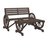 vidaXL Garden Lounge Set 2 Piece Outdoor Dining Table and Bench Solid Wood Fir