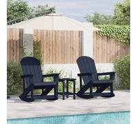 Garden Lounge Set 3 pcs Navy Blue HDPE