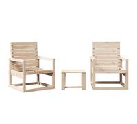 vidaXL Garden Lounge Set 3 Piece Outdoor Lounge Set Chairs Solid Wood Pine