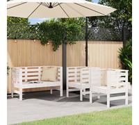 vidaXL Garden Lounge Set 3 Piece Outdoor Lounge Set White Solid Wood Pine