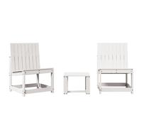 vidaXL Garden Lounge Set 3 Piece Outdoor Table and Chair White Solid Wood Pine