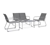 vidaXL Garden Lounge Set 4 Piece Fabric & Steel Grey Table 2 Chairs and Bench