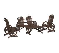 vidaXL 4 Piece Garden Lounge Set Solid Wood Fir, Brown