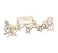 vidaXL Garden Lounge Set 4 Piece Outdoor Table and Chairs Set Solid Wood Fir