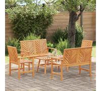 Garden Lounge Set 6-Seater Brown Solid Acacia Wood Patio Table and Bench Comfort
