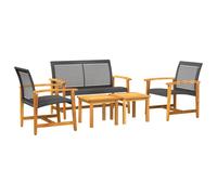 vidaXL Garden Lounge Set 5 Piece Sofa Set Black Poly Rattan and Acacia Wood