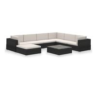 vidaXL 8 Piece Garden Lounge Set with Cushions Poly Rattan Black, Black