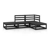 vidaXL Garden Lounge Set Outdoor Furniture Set 4 Piece Black Solid Wood Pine