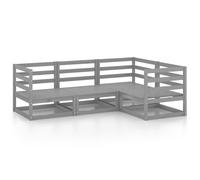 vidaXL Garden Lounge Set Outdoor Furniture Set 4 Piece Grey Solid Wood Pine