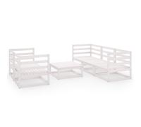 vidaXL Garden Lounge Set Outdoor Furniture Set 6 Piece White Solid Wood Pine