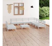 vidaXL Garden Lounge Set Outdoor Lounge Set 10 Piece Solid Wood Pine White