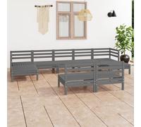 vidaXL Garden Lounge Set Outdoor Sofa Set Couch 9 Piece Grey Solid Wood Pine
