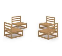 vidaXL Garden Lounge Set Wooden Lounge Set 4 Piece Honey Brown Solid Wood Pine