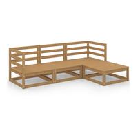 vidaXL Garden Lounge Set Wooden Lounge Set 4 Piece Honey Brown Solid Wood Pine