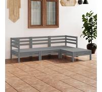 vidaXL Garden Lounge Set Wooden Outdoor Lounge Set 4 Piece Solid Pinewood Grey