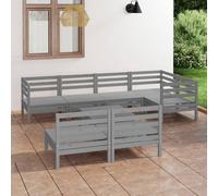 vidaXL Garden Lounge Set Wooden Outdoor Lounge Set 8 Piece Solid Pinewood Grey