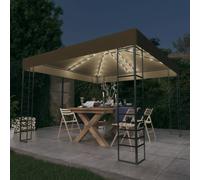 vidaXL Garden Marquee with LED String Lights 3x3 m Taupe Outdoor Sunshade