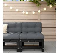 vidaXL Garden Middle Sofa Outdoor Sectional Sofa Unit Black Solid Wood Pine