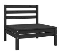 vidaXL Garden Middle Sofa Black Solid Wood Pine, Black