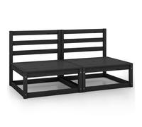 vidaXL Garden Middle Sofas 2 pcs Black Solid Wood Pine UK HOT