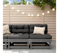 vidaXL Garden Middle Sofas 2 pcs Grey Solid Wood Pine