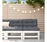 vidaXL Garden Middle Sofas Outdoor Sectional Sofa 2 pcs White Solid Wood Pine