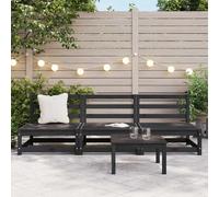 vidaXL Garden Middle Sofas 3 pcs Black Solid Wood Pine