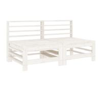 vidaXL Garden Middle Sofas Outdoor Sectional Sofa 2 pcs White Solid Wood Pine