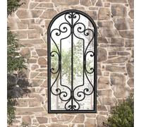 vidaXL Garden Mirror Black 100x45 cm Iron for Outdoor Use