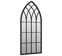 vidaXL Garden Mirror | Large Black Iron Outdoor Mirror | Antique Rust Effect | Wall-Mounted Decor | Easy Installation | Size: 100x45 cm