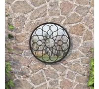 vidaXL Garden Mirror Black 40x3 cm Iron Round for Outdoor Use