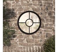vidaXL Garden Mirror Black 40x4 cm Iron Round for Outdoor Use