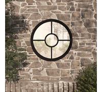 vidaXL Garden Mirror Black 40x4 cm Iron Round for Outdoor Use