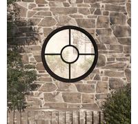vidaXL Garden Mirror Black 60x4 cm Iron Round for Outdoor Use NEW