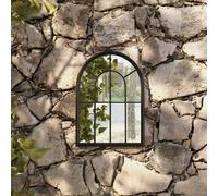 Garden Mirror Iron for Outdoor Use Patio Wall Hanging Mirror Black/Sand vidaXL