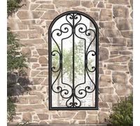 vidaXL Garden Mirror Black 70x30 cm Iron for Outdoor Use