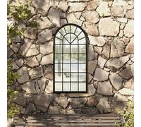 Garden Mirror Iron for Outdoor Use Hanging Wall Mirror Black/Sand vidaXL