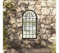 vidaXL Garden Mirror Black 90x45 cm Iron for Outdoor Use